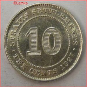 10 Cents 1927 KM 29-b PR/XF+