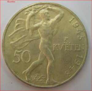 50 Korun 1948  KM 25  UNC  Zilver