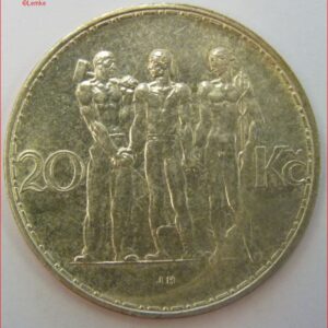 20 Korun 1933  KM 17  UNC  Zilver