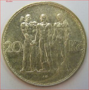 20 Korun 1933  KM 17  UNC  Zilver