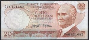 20 lira  P187-a  1974  UNC