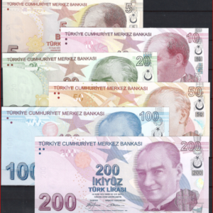 5/200 lira (serie)  P222a/227a  2009  UNC