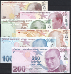 5/200 lira (serie)  P222a/227a  2009  UNC