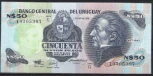 50 nuevos pesos 1989 P 61A serie G UNC