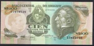 100 nuevos pesos 1987 P 62A serie G UNC