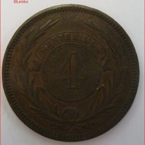 4 Centesimos 1869A  KM 13  PR/XF