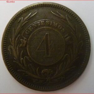 4 Centesimos 1869A  KM 13  UNC