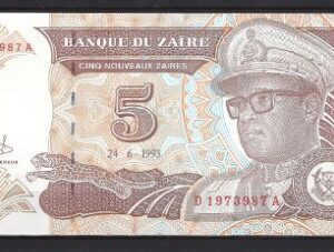 5 Nouveaux Zaires 1993  P 53-a  UNC