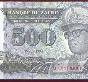 500 Nouveaux Zaires 15-2-1994  P 64 aUNC