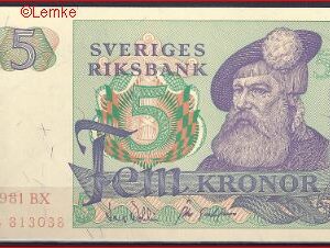 5 kronor  P51-D  1981BX  UNC