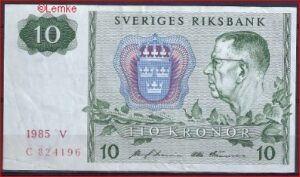 10 kronor  P52-D  1985V  ZFr+