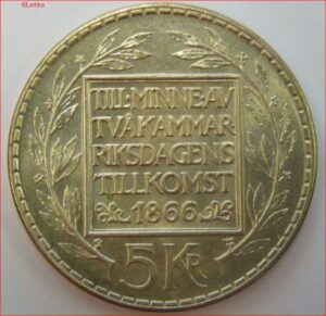 KM 839  5 kroner 1966  UNC zilver