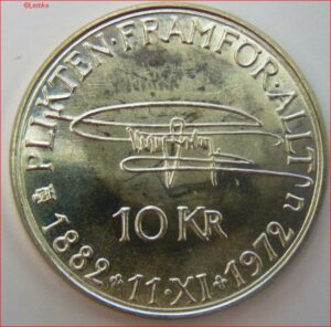 KM 847  10 Kroner 1972  UNC  zilver