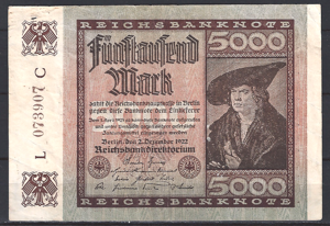 5000 mark  P81-B  1922  Pr/XF