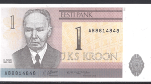 1 kroon  P69-a  1992  UNC