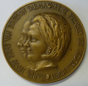 Penning Huwelijk Prinses Irene en Pins Karel Hugo 1964