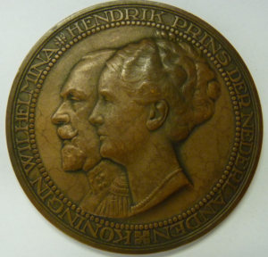 Penning 25-jarig huwelijk Kon. Wilhelmina en Hendrik 1926