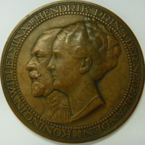 Penning 25-jarig huwelijk Kon. Wilhelmina en Hendrik 1926