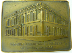 Plaquette 50 jaar Academia Colombia de Historia, Bogota 1952   RARE!!!