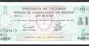 Un Austral 1991 Prov. Tucuman P S-2711-b UNC