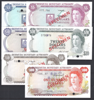 1, 5, 10, 20, 50 en 100 Dollars 1978-1994 set 28-33-Specimen UNC