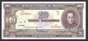 20 Boliviares 1945  P 140-a6  UNC