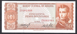 50 Pesos Bolivianos 1962  P 162-a19  UNC