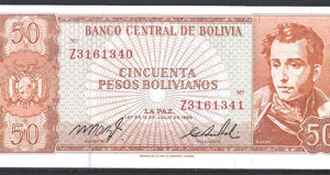 50 Pesos Bolivianos 1962  P 162-a19  UNC