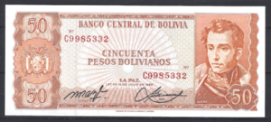 50 Pesos Bolivianos 1962  P 162-a20  UNC