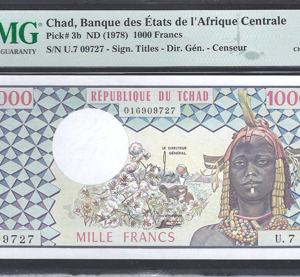 1.000 Francs 1978  P 3-b  UNC Upgraded PMG 63