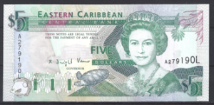 5 Dollars 1993 P 26-L St.Lucia UNC