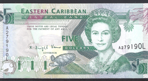 5 Dollars 1993  P 26-L  St.Lucia  UNC