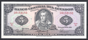 5 Sucres 22-11-1988  P 113-d1  serie IA  UNC