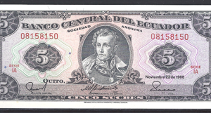 5 Sucres 22-11-1988  P 113-d1  serie IA  UNC