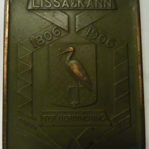 Plaquette Eeuwfeest Bankiers Lissa & Kann, s-Gravenhage 1906  RARE!!!