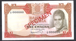 1 Kwacha 1973  P 16 Specimen  UNC