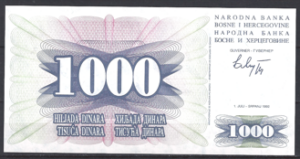 1.000 Dinara 1992 P 15-a UNC