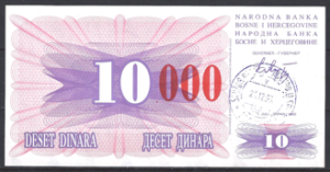 10.000 Dinara 24-12-1993 P 53-d UNC
