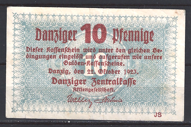 10 Danziger Pfennige 1923  P 35-b  PR/XF+