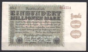 100.000.000 Mark 1923 P 107-d PR/XF