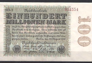 100.000.000 Mark 1923  P 107-d  PR/XF