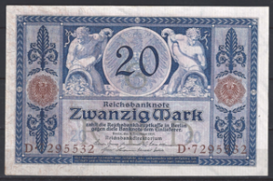 20 Mark 1915 P 63-a PR/XF+