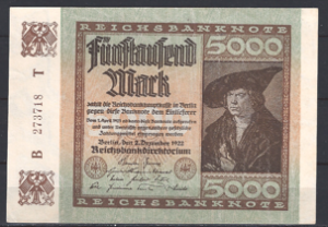 5.000 Mark 1922 P 81-a UNC-