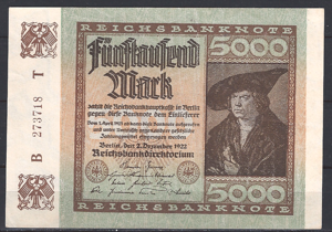 5.000 Mark 1922  P 81-a  UNC-