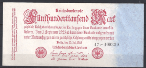 500.000 Mark 1923 P 92-2 UNC-