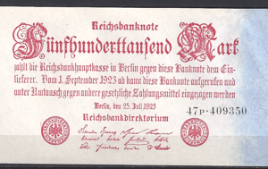 500.000 Mark 1923  P 92-2  UNC-