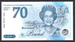 Pound 70 Jaar jubileum Queen Elizabeth 1952-2022