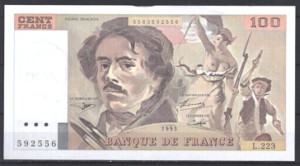 100 Francs 1993 P 154-g PR/XF+