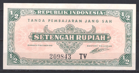 1/2 Rupiah 1945 P 16 UNC