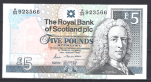 5 Pounds 24-1-1990  P 352-a  UNC